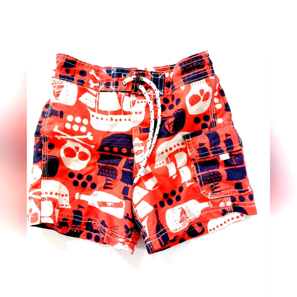 Pirate Theme Orange & Blue Swimtrunks 2T‎ Carter's
